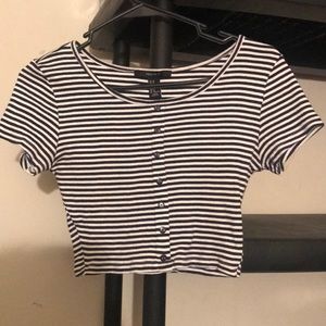 Simple blue and white crop top